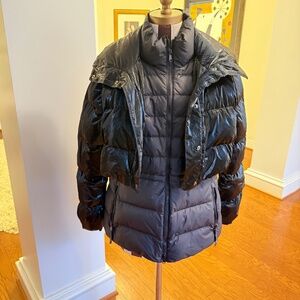 Athleta X Allyson Felix Womens Black Down LEGEND DOWNTOWN METALLIC JACKET Medium